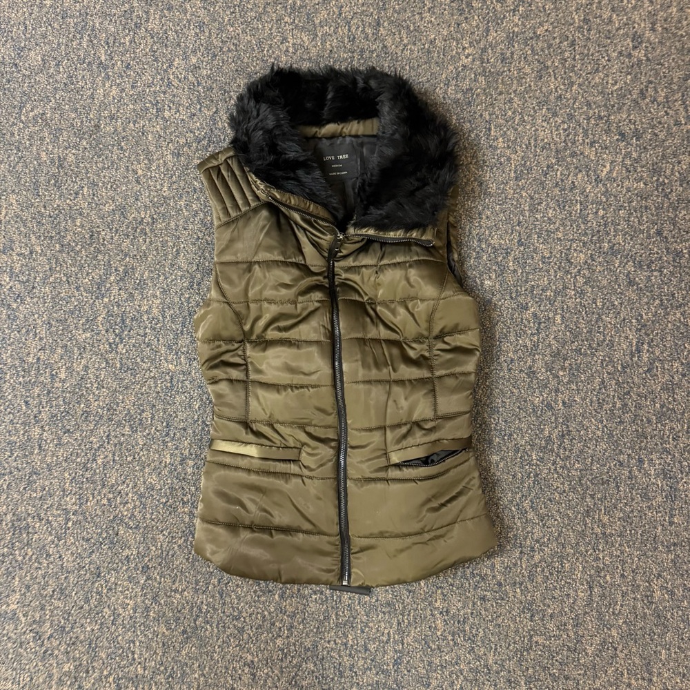 Green and Black Puffer Vest